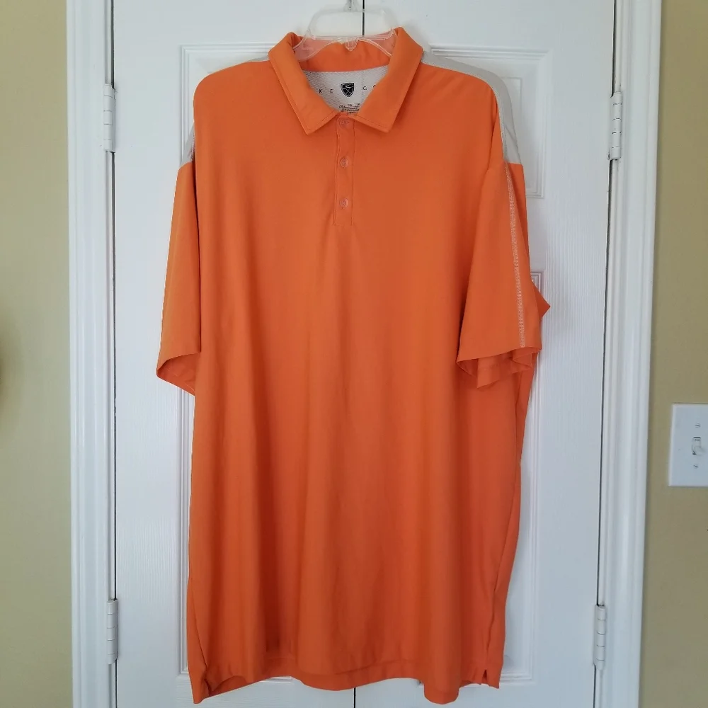 Nike‎ Golf Fit Dry Orange Polo Short Sleeve Shirt Size: XXL